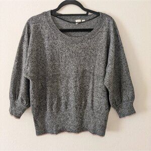 Gap Merino Wool Heather Grey Sweater 3/4 Sleeve Women's size L